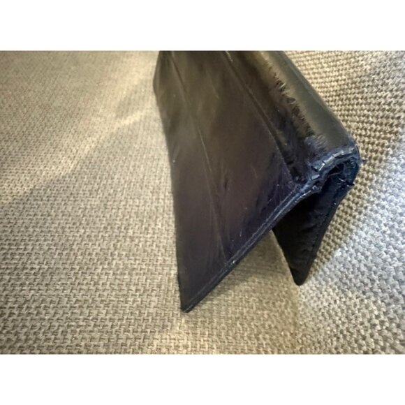Genuine Eel Skin Eelskin Checkbook Cover Wallet Card Dark Navy Blue Purple Vtg - Picture 5 of 8
